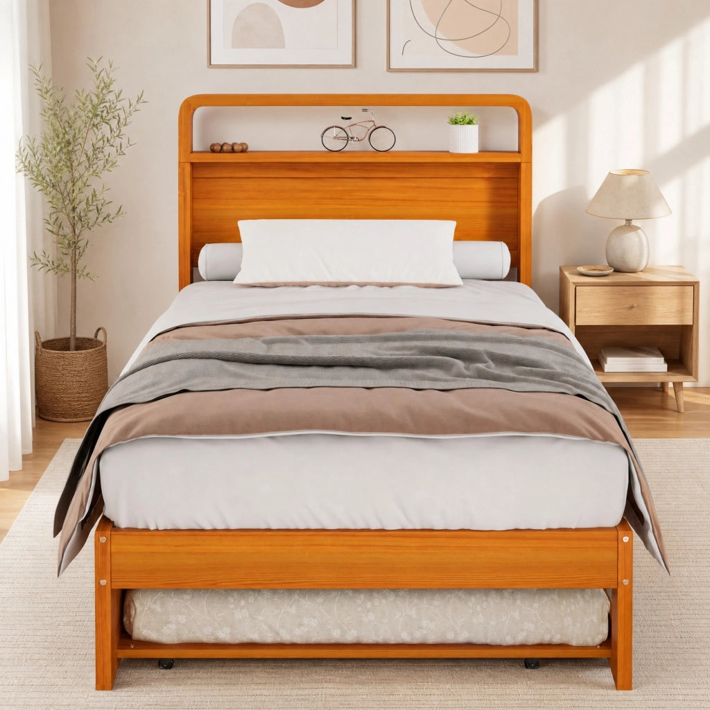 Letto estraibile 90×200 cm con posto aggiuntivo 90×190 cm; montaggio reversibile; senza materasso; naturale