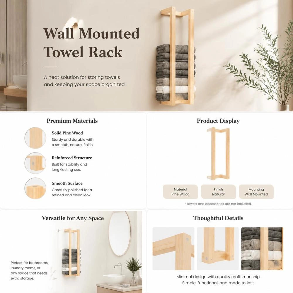 Towel Holder 23x18x90 Cm Solid Pine Wood