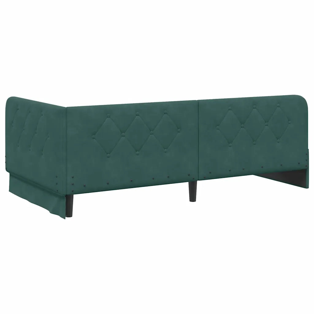 Cornice del letto ad angolo Verde Scuro 100 x 200 cm Velluto