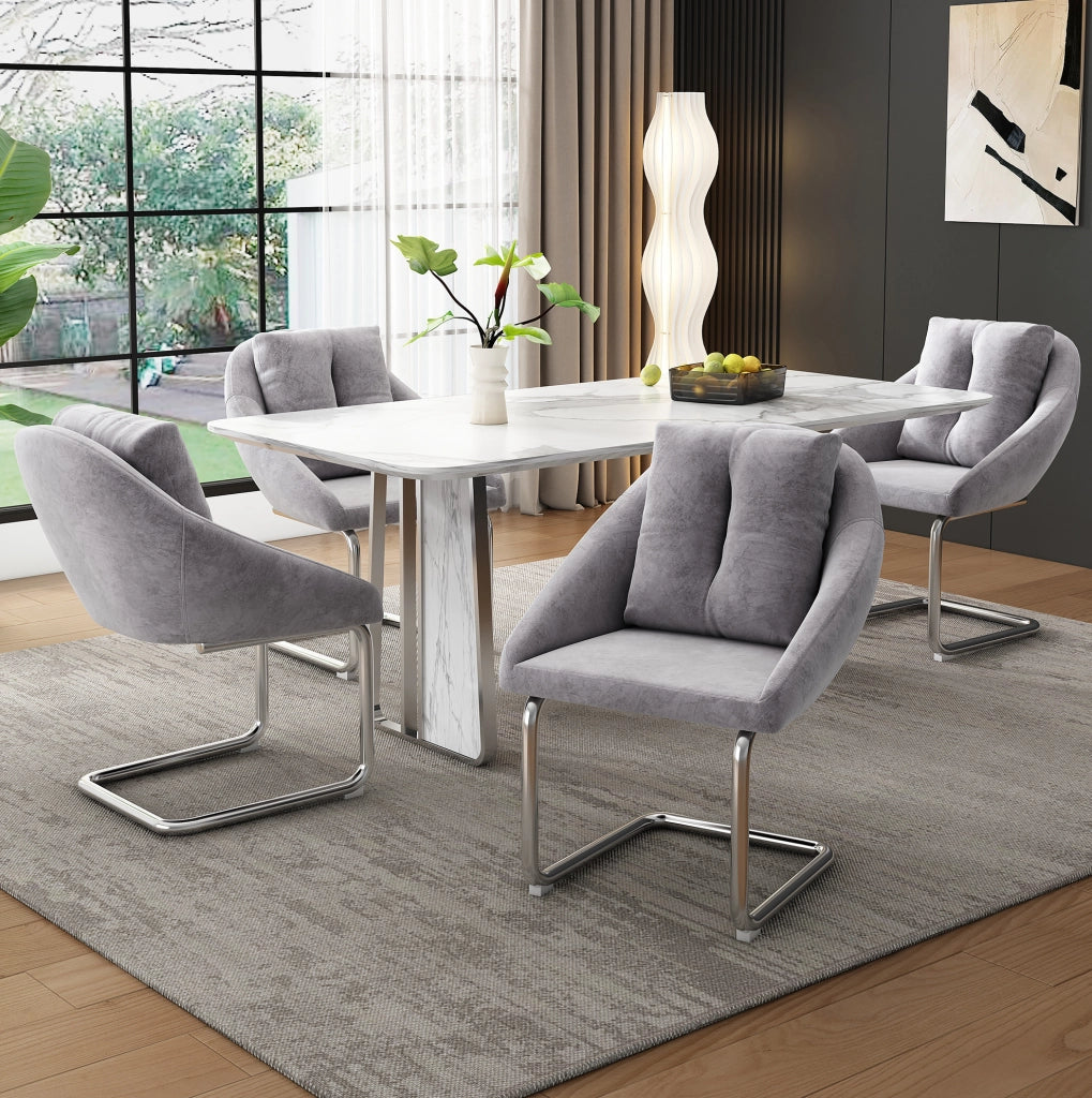 Sedia da pranzo 59x65x82 cm grigia – set da 2 con cuscino