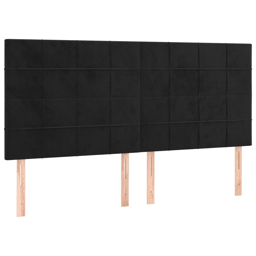 Testiera | Testata Nera 180x5x118/128 cm Velluto