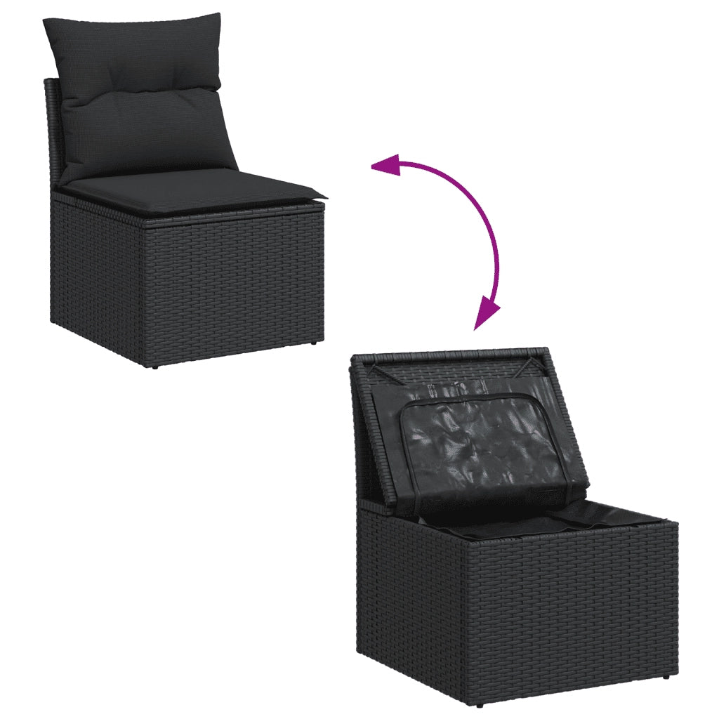 Set Divani da Giardino con Cuscini 7pz Nero Polyrattan 3249734
