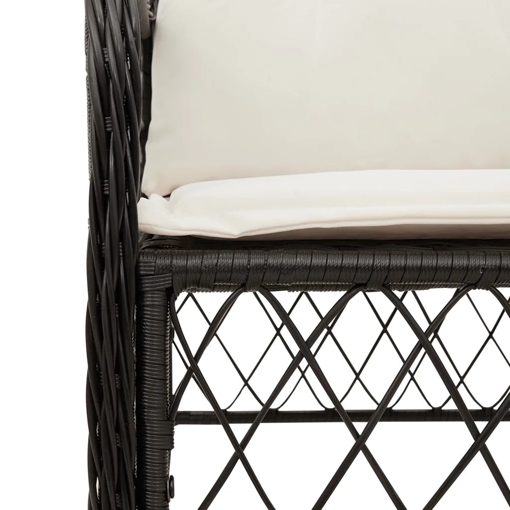 Set da Bistr¨° 3 pz | Set Salotto da Giardino con Cuscini Nero in Polyrattan