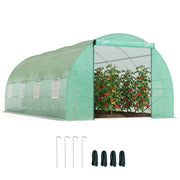 Serra per Orto a Tunnel con Porta Avvolgibile e 8 Finestre, Serra da Giardino con Copertura in PE e Struttura in Acciaio, 6x3x2 m, Verde