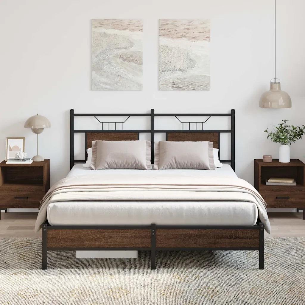 Letto matrimoniale | Letto per adulti | Giroletto senza Materasso Rovere Marrone 137x190 cm Truciolato