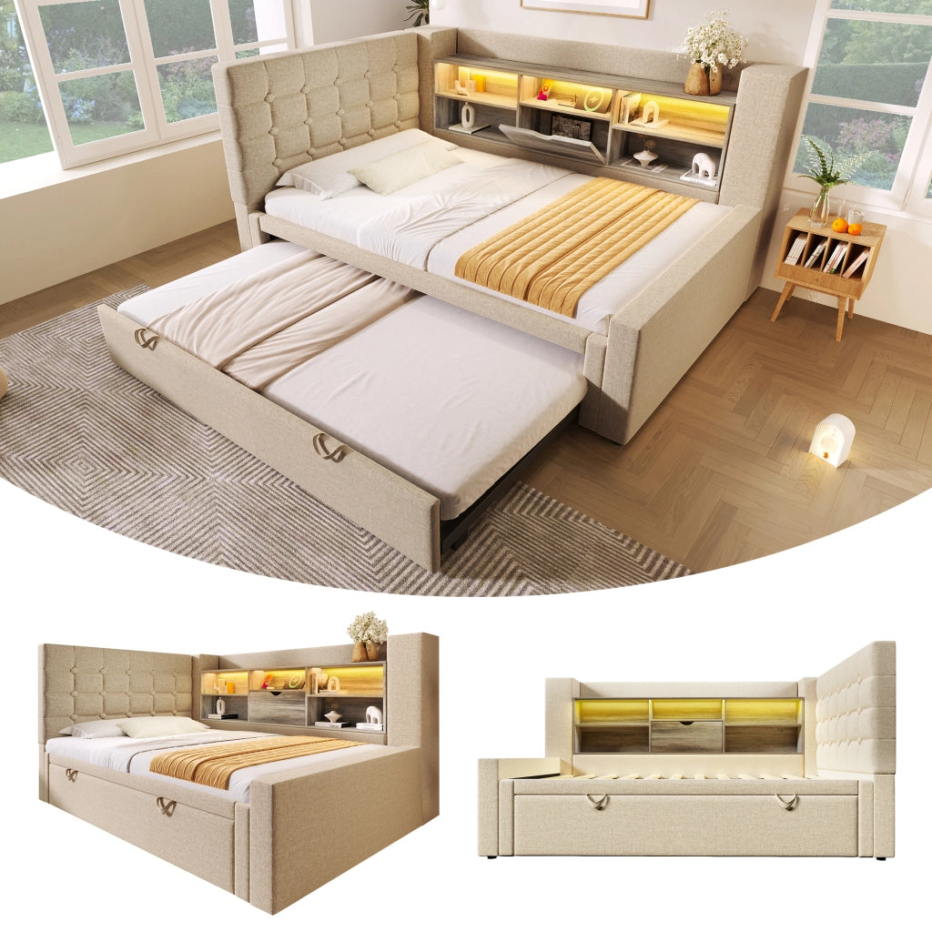 Letto singolo 90x200 cm con letto estraibile 90x190 cm