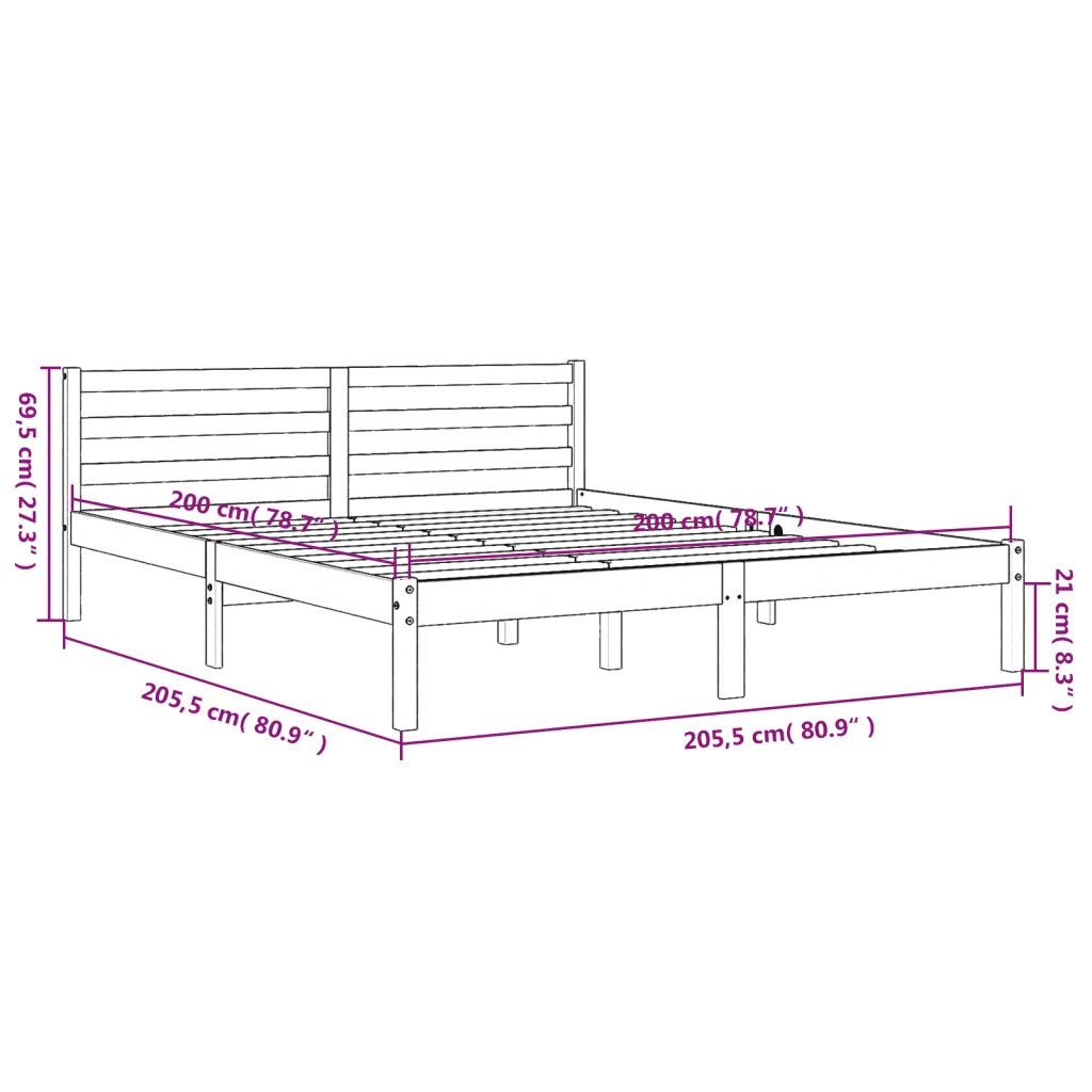 Letto senza Materasso-Struttura Letto Marrone Cera 200x200 cm in Legno di Pino 367415