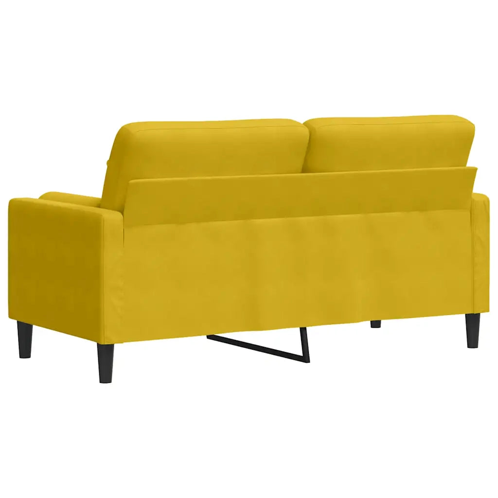 Divano a 2 Posti con Cuscini Giallo 140 cm in Velluto