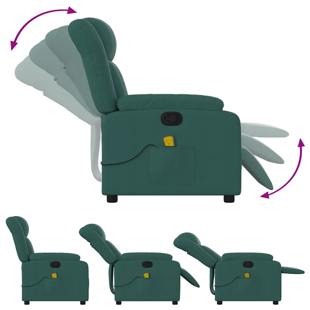 Fauteuil de massage inclinable Vert foncé Tissu