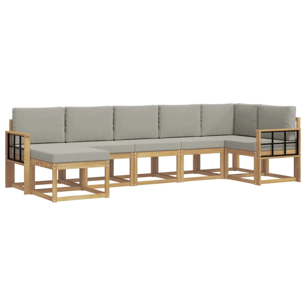 Set di divani da esterno 7 pz Bianco e Grigio Chiaro 3387955