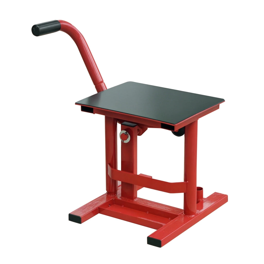 Sollevatore per moto cavalletto da officina 28 x 34 x 30-40 cm regolabile antiscivolo con porta attrezzi in acciaio industriale rosso 21_0007187