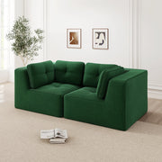 Divano Angolare Modulare 2 Posti ¨C MINIMAL ¨C Verde, Velluto a Coste