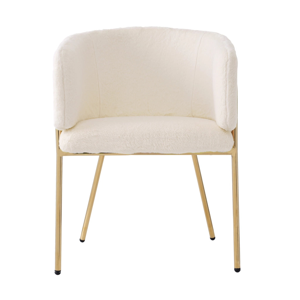 SEDIA Relax Set da 2 pezzi Bianca in pelliccia sintetica con gambe in metallo