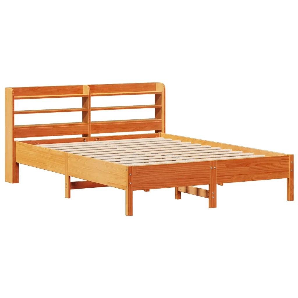 Letto senza Materasso-Struttura Letto Marrone Cera 150x200 cm in Legno di Pino 386169