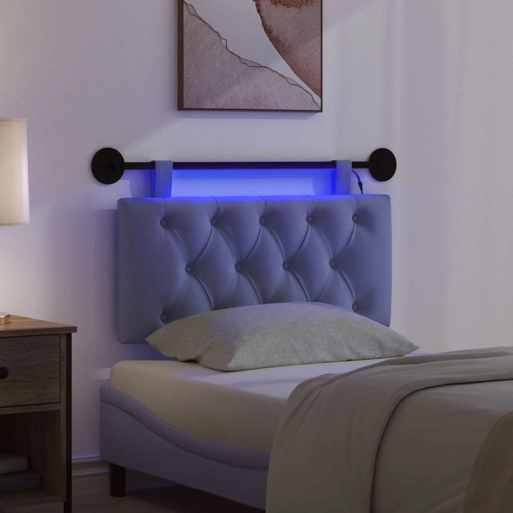 Testiera | Testata sospesa Con luce LED Blu jeans Tessuto