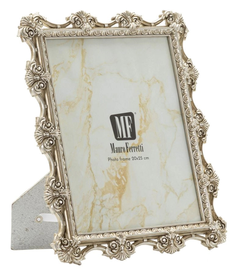 Cornice Florence 27x2,2x32 cm in Resina e Vetro Argento