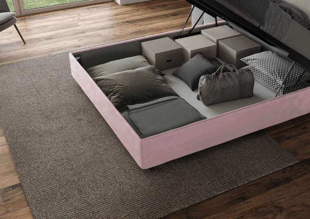 BS COM Letto una piazza e mezza contenitore imbottito 130x200 microfibra glicine