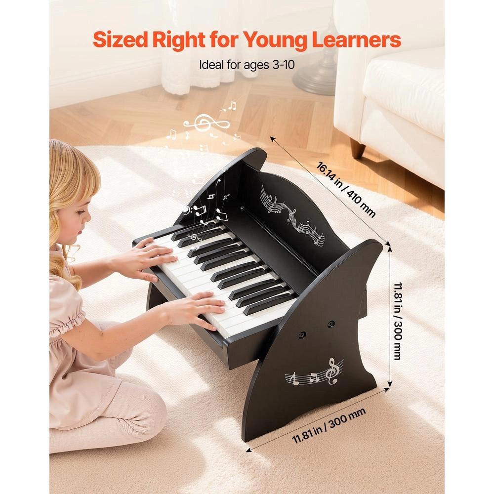 Tastiera Pianoforte Bambini 25 Tasti Strumento Musicale Educativo Suono Realistico Doppia Alimentazione Nero