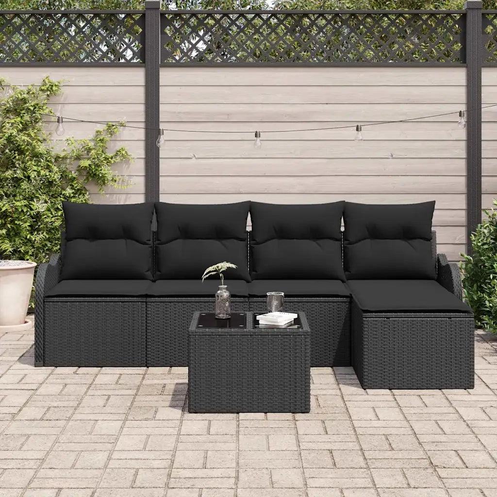 Set Divano da Giardino con cuscino 6 pcs Beige Poly Rattan