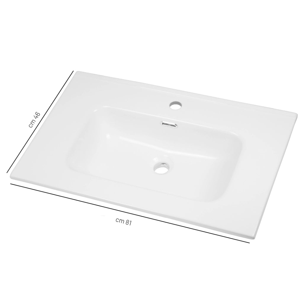 Lavabo ad incasso in ceramica bianco lucido per mobili bagno *** misure 81x46 cm, confezione 1