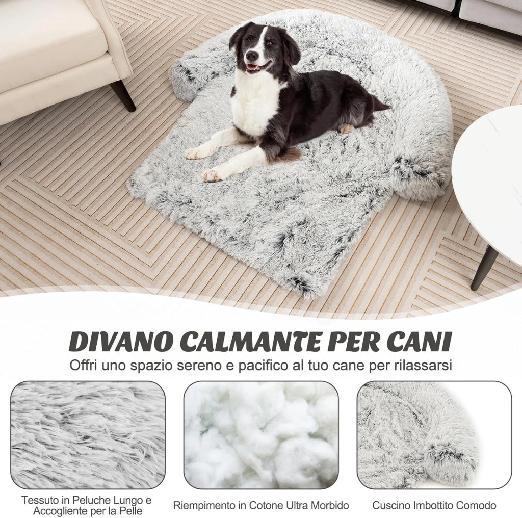Cuccia per Cani in Peluche, Tappettini da Letto per Cani con Fondo Antiscivolo, Copertura Rimovibile e Lavabile, Cuscino Morbido (M, bianco)