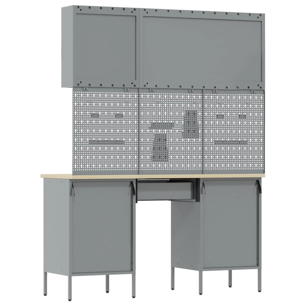 Mobile da lavoro 8 pcs Nero Legno ingegnerizzato e acciaio 3321464