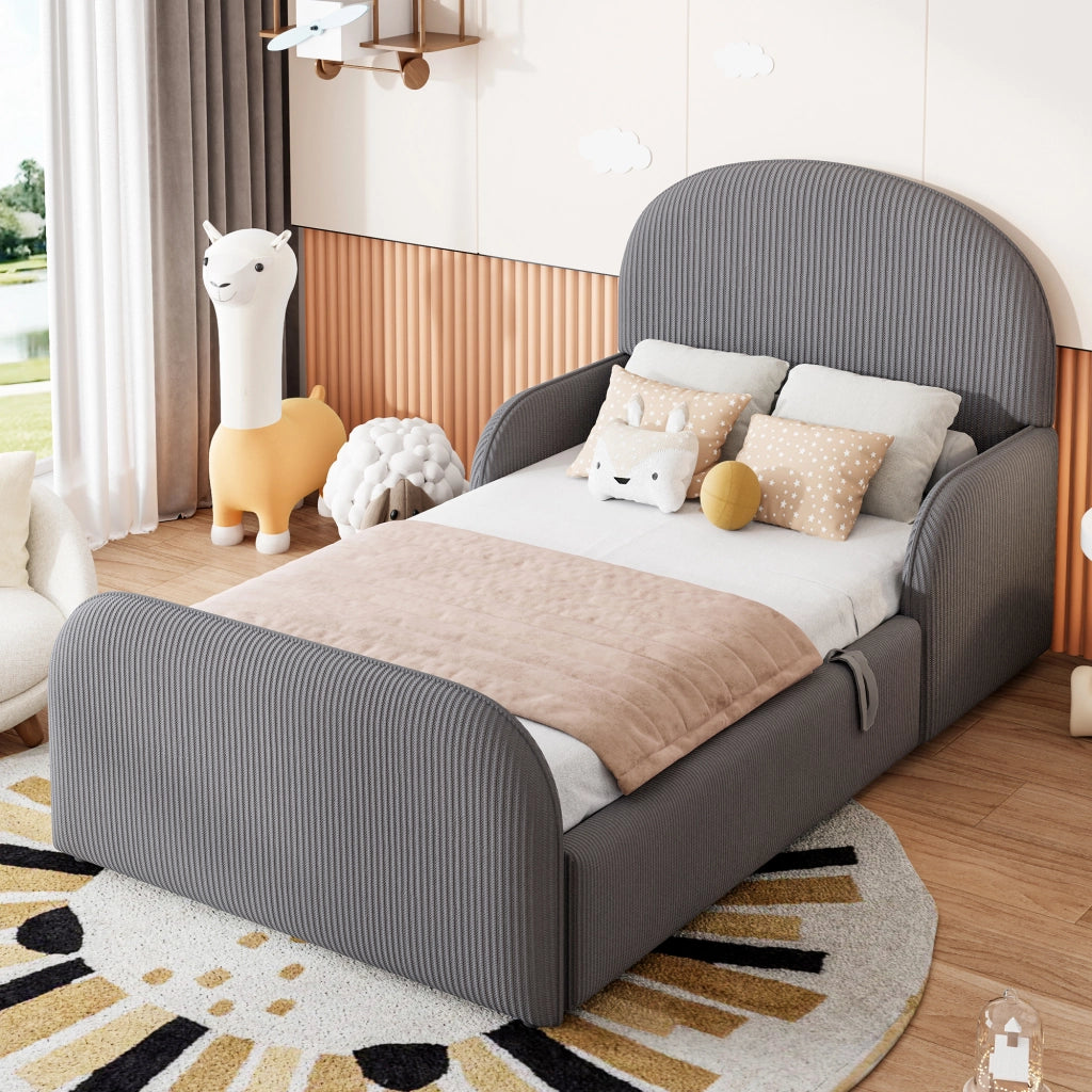 letto imbottito velluto grigio 90 x 200 cm