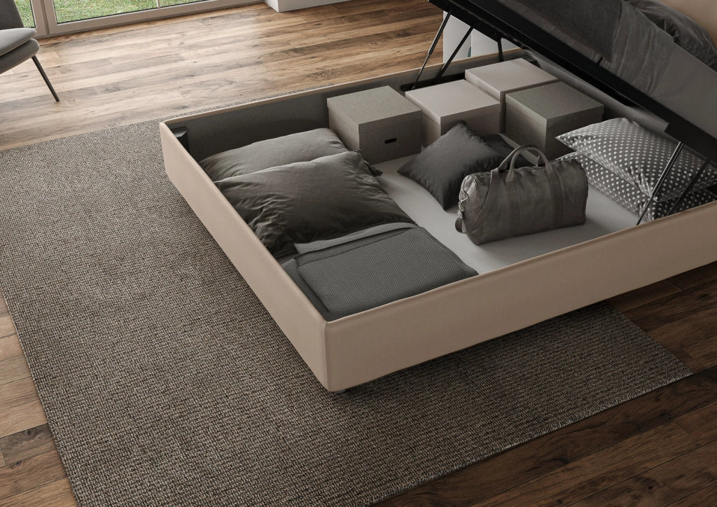 Letto Matrimoniale 160x190 cm con Rete e Contenitore Sunny Tortora