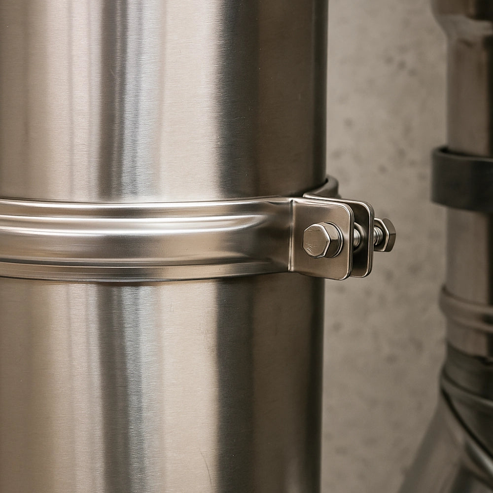 Fascetta bloccaggio monoparete acciaio inox canna fumaria collare tubature *** misura Ø 350 mm, confezione 1