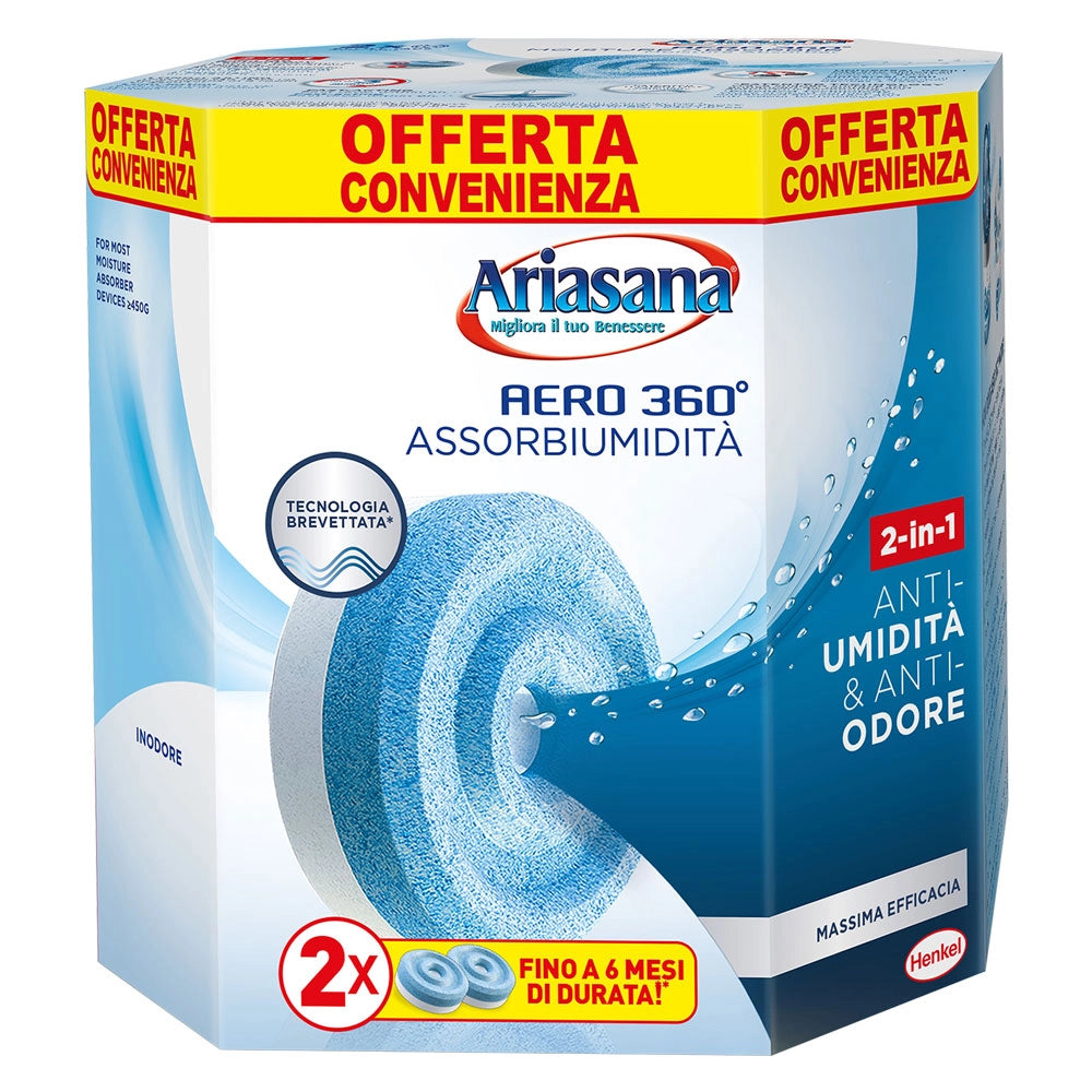 Ricarica Assorbiumidita Ariasana Aero 360° Bipac Bipack (2 X ) 450 Gr