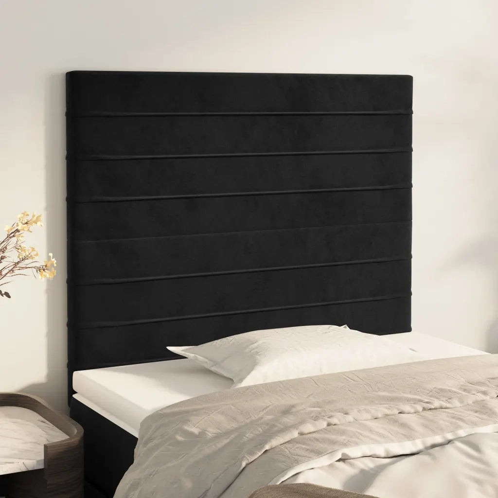 Testiera | Testata Nera 80x5x118/128 cm Velluto