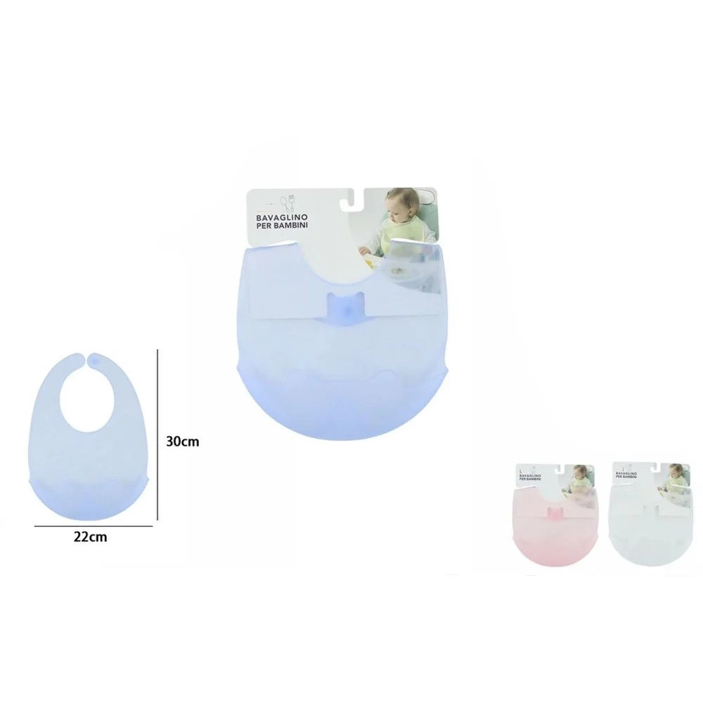 Trade Shop - Bavaglino Bavetta In Silicone Trasparente Colorato Per Bambini Con Tasca Impermeabile 31228 -