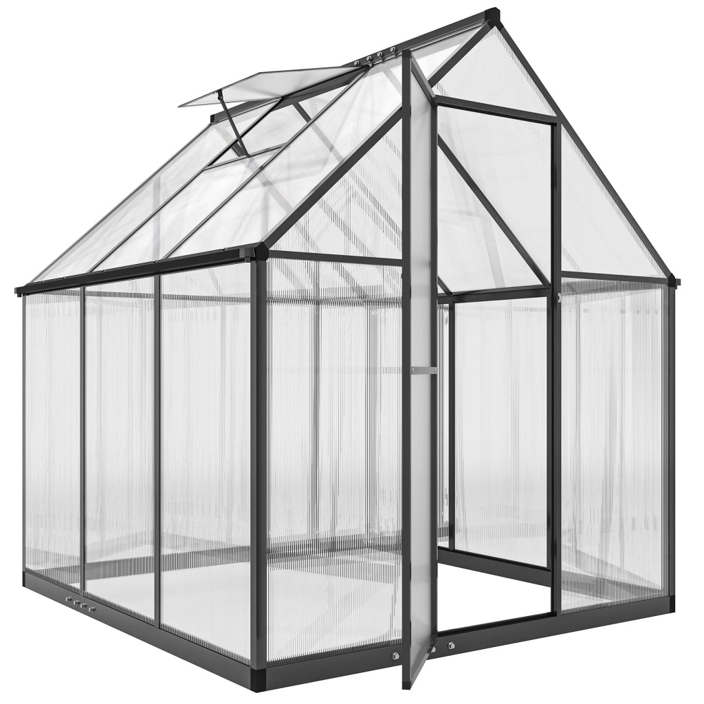 Serra da giardino in alluminio e policarbonato ¨C Minimal ¨C trasparente con finestra regolabile e porta battente