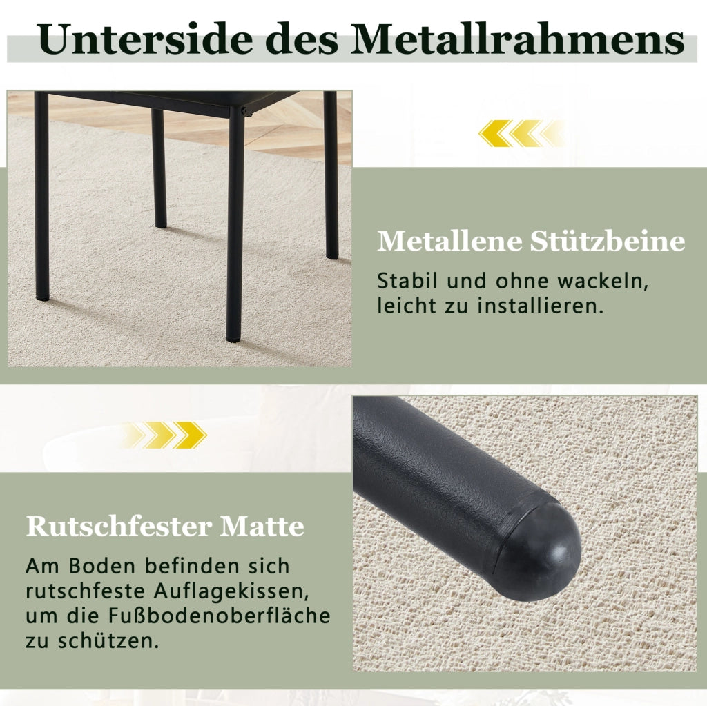 SEDIA da pranzo Set da 4 pezzi 93 cm Nero PU e metallo