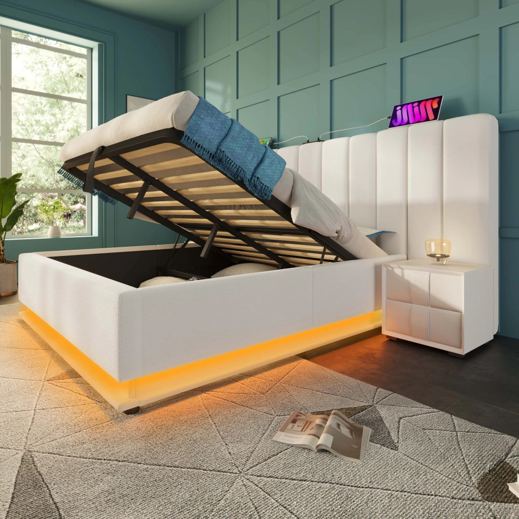 Letto contenitore 160x200 bianco in PU