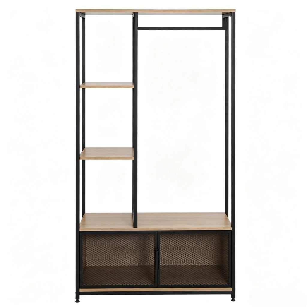 Appendiabiti aperto in metallo e MDF 90x40x167 cm per camera e ingresso