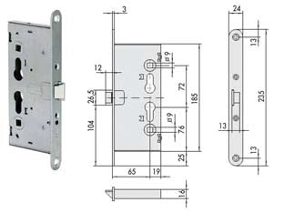 ELETTROSERRATURA DA INFILARE PER PORTE TAGLIAFUOCO ANTIPANICO 13110  mm.65 (13110650)    CISA