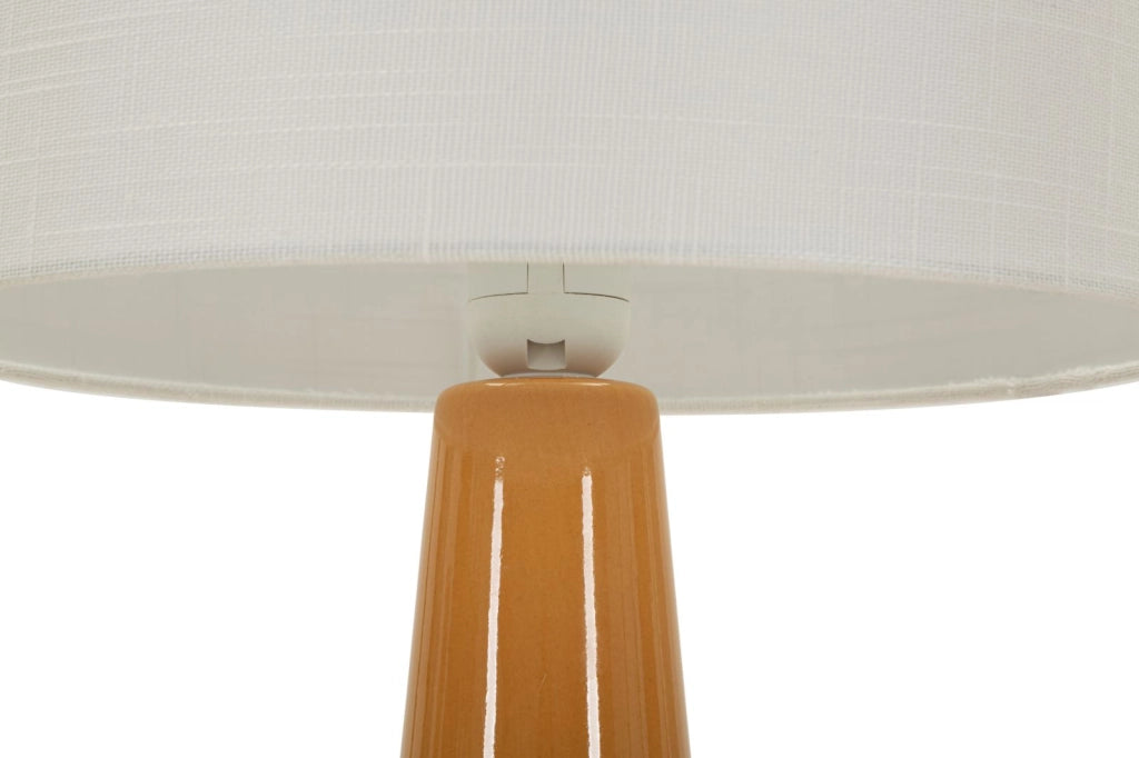 Lampada da Tavolo Gress Senape Ø30x51,5 cm in Ceramica e Ferro e Tessuto Senape e Bianco