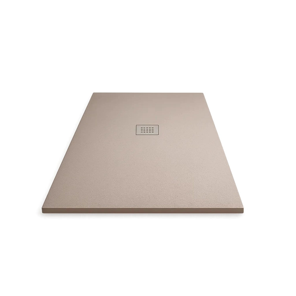 Piatto doccia in mineral marmo sabbia effetto cemento antiscivolo arredo bagno *** misure 140x80x2.5 cm, tinta sabbia...