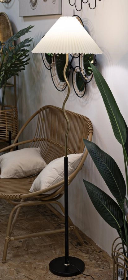 Lampada da Terra Closy Ø46x172 cm in Ferro e Plastica Nero e Oro
