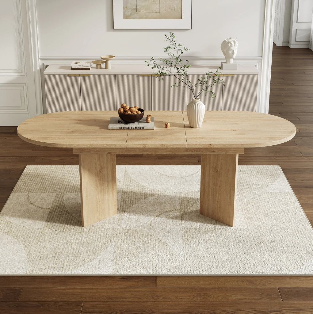 Tavolo da pranzo allungabile in MDF; finitura rovere