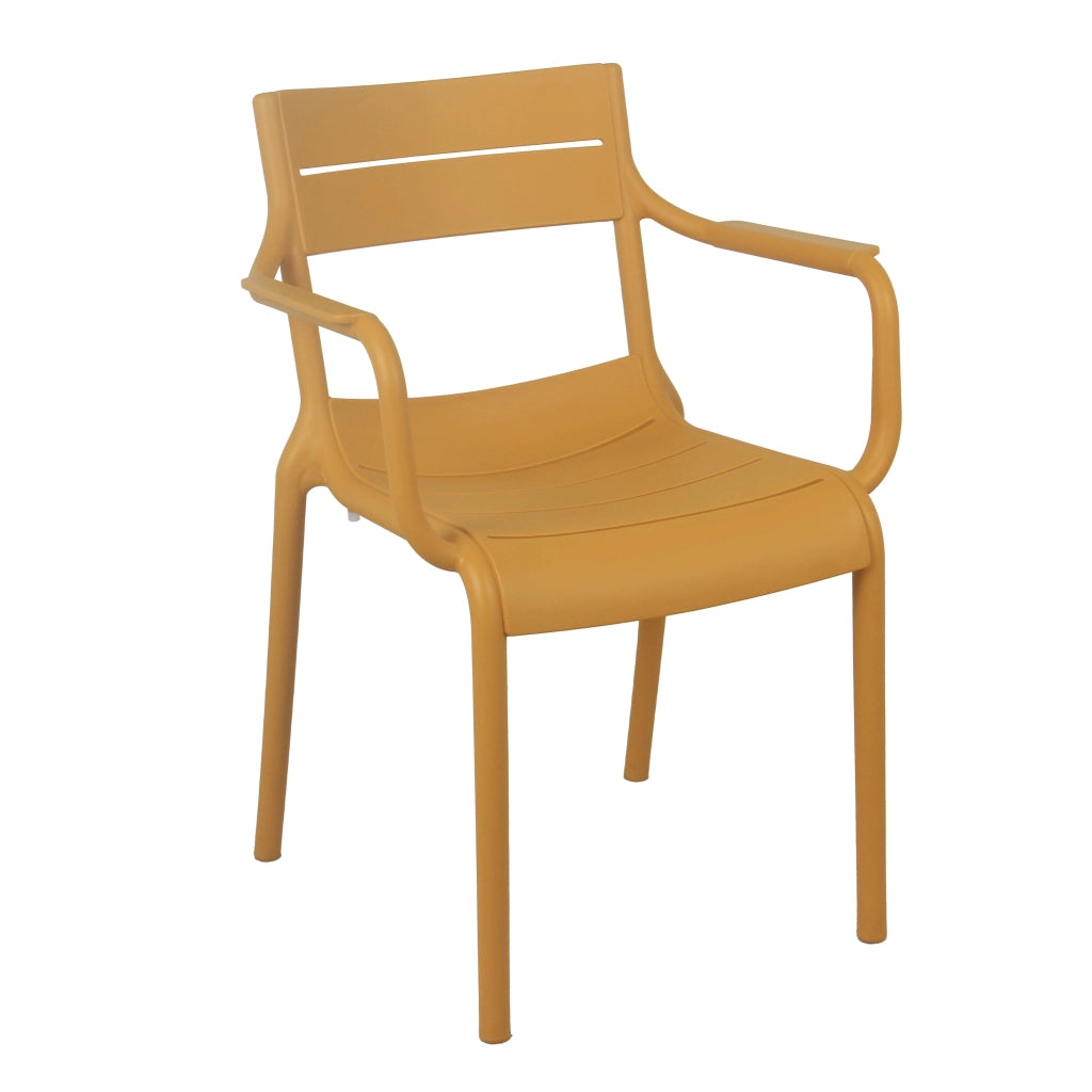 Oviala - Set di 4 poltrone da giardino in plastica giallo senape