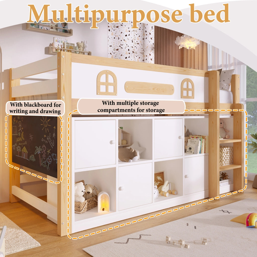 letto semialto mdf pino bianco naturale 90 x 200 cm