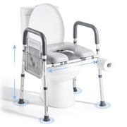 Sedile WC Rialzato Regolabile con Braccioli XZY402 in Alluminio Portata 181 kg Robusto Universale per Bagno Casa