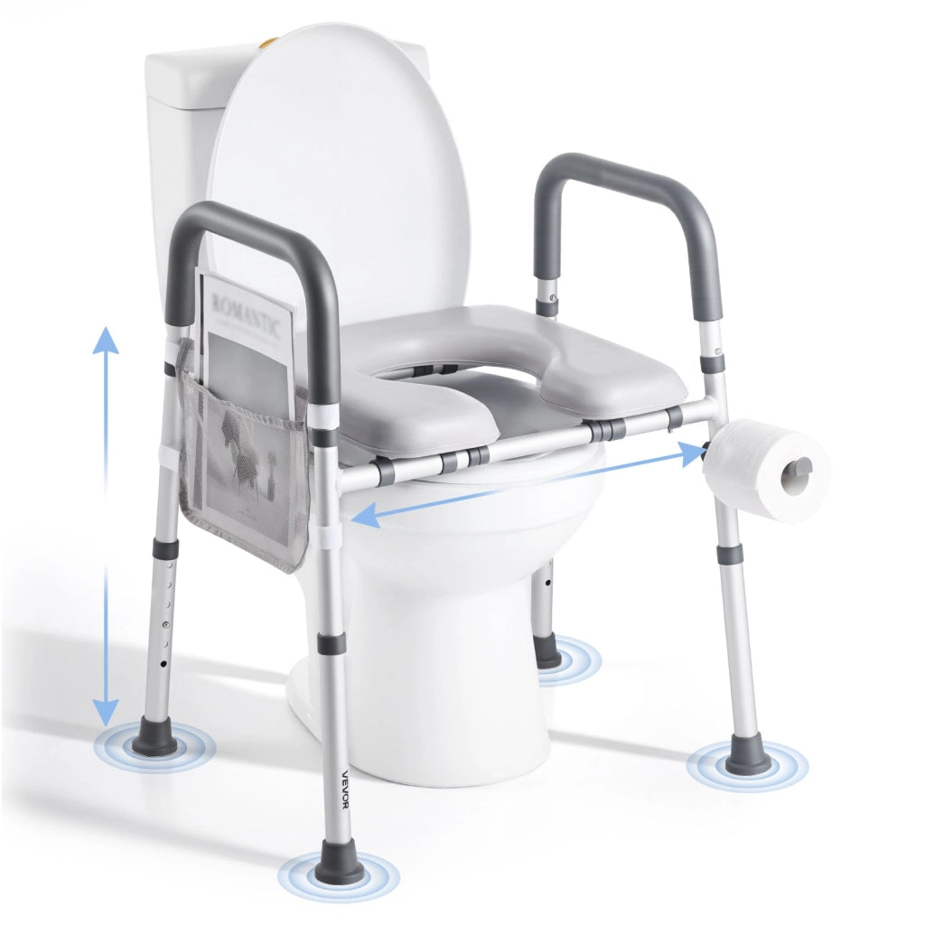 Sedile WC Rialzato Regolabile con Braccioli XZY402 in Alluminio Portata 181 kg Robusto Universale per Bagno Casa