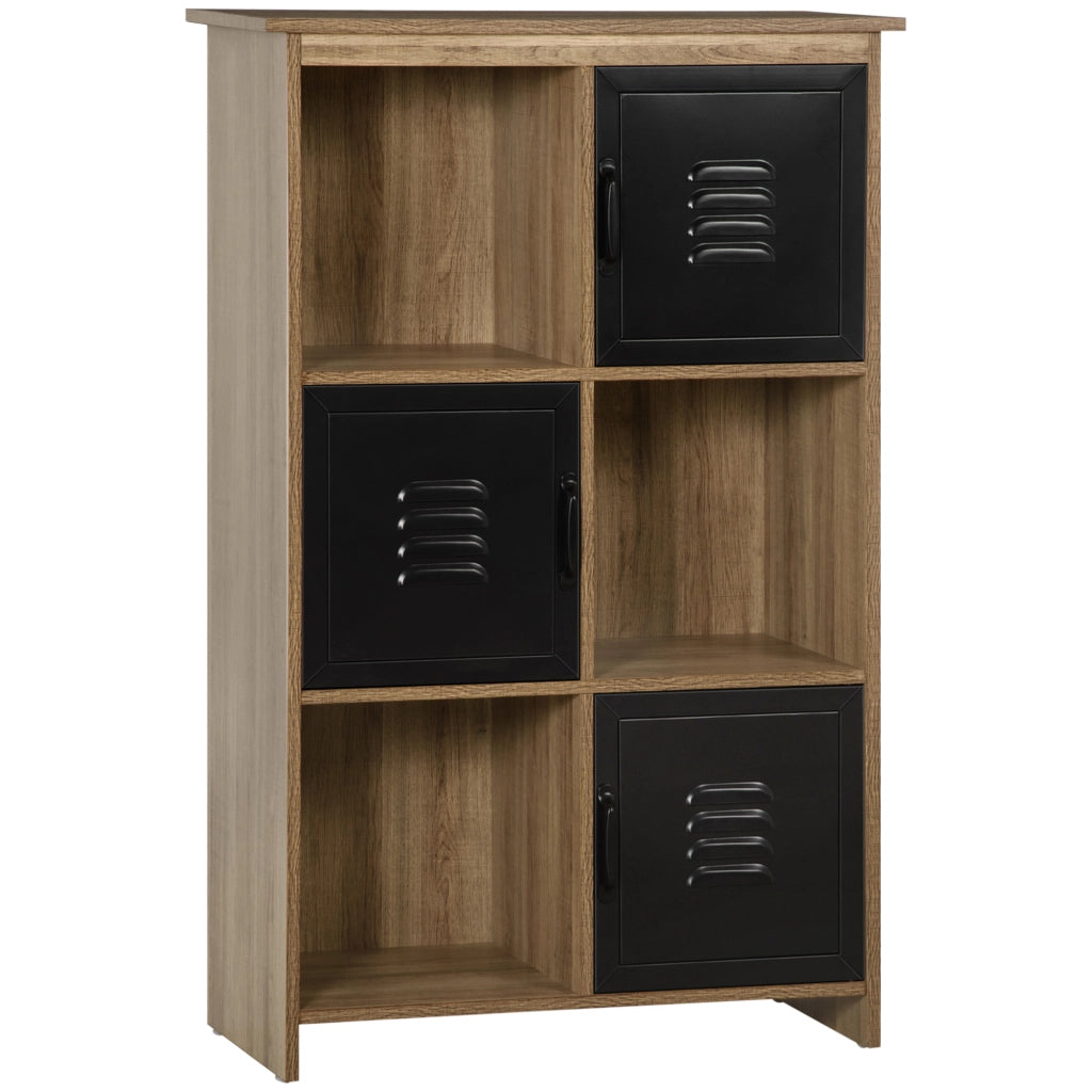Libreria industriale 3 ripiani 3 ante ¨C Xylo ¨C legno e metallo nero
