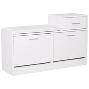 EasyComfort Scarpiera Moderna con Panca Imbottita per 12 Paia di Scarpe, Mobile da Ingresso con Scarpiera, Legno, Elegante, Capiente, 94,5x57x30 cm, Bianco