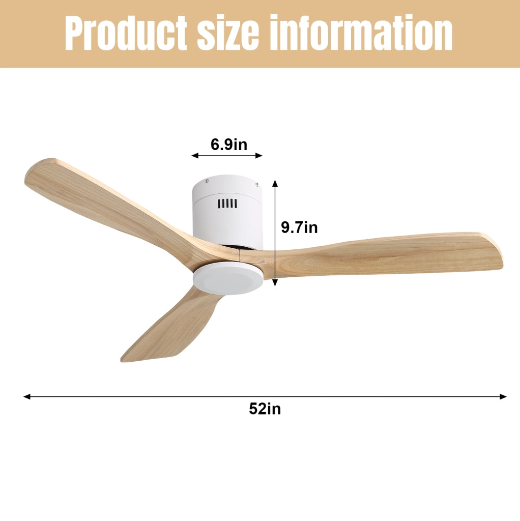 Ventilatore da soffitto 132 cm bianco in metallo e legno con telecomando