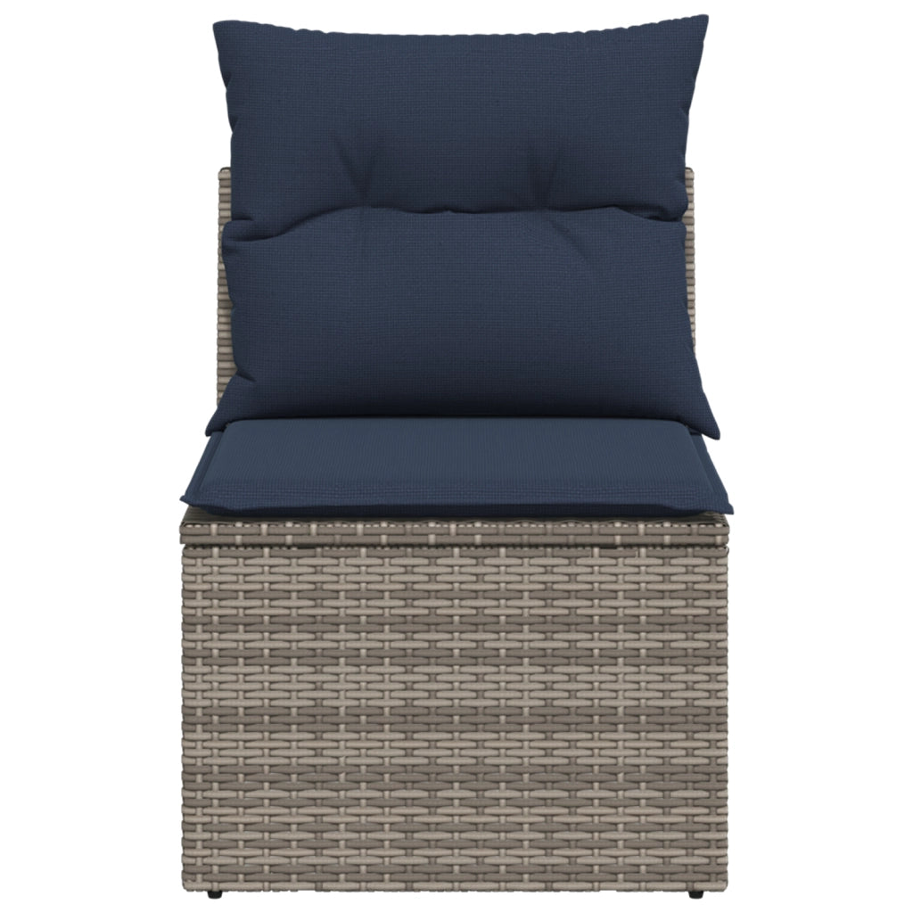 Sedia Giardino Senza Braccioli con Cuscini Grigio Polyrattan 366162