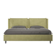 BS COM Letto matrimoniale king size senza rete imbottito 190x210 microfibra tè verde